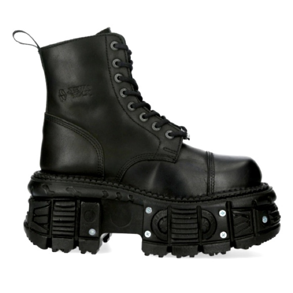 NEW ROCK ANKLE BOOT BLACK IMPERFECT WITH LACES M-TANK083-C1